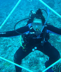 Anya diving in Moorea