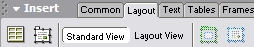 Layout tab of Insert toolbar with Standard View selected