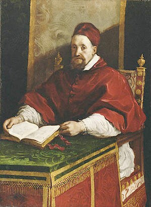 Pope Gregory XV, portrait, seated in a chair at a table