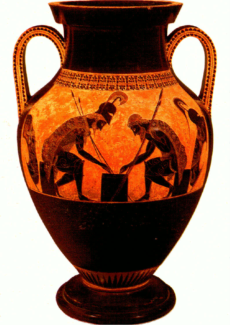 Greek vase: Achilles and Ajax, playing a board game