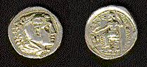 coin of Alexander: Herakles on obverse, Zeus Olympios on reverse