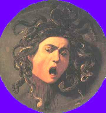 Caravaggio's Medusa, a circular painting of the Gorgon  (Browser opens a new window)