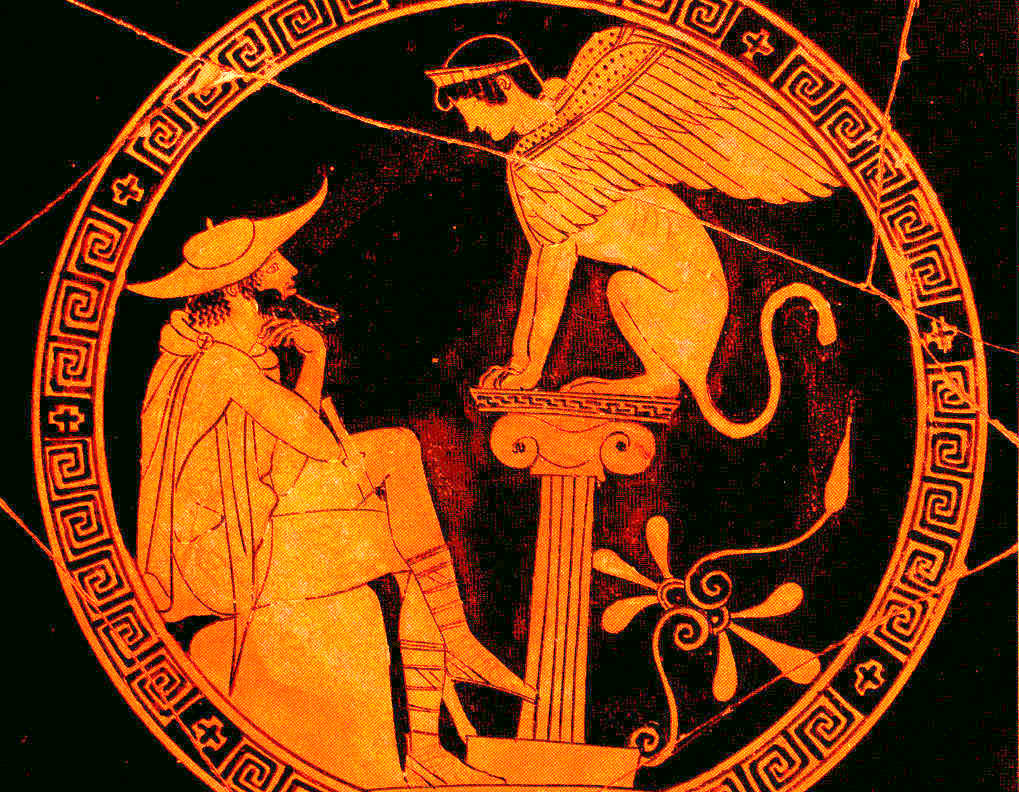 Oedipus considers the Sphinx's Riddle