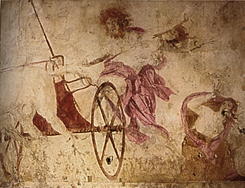 Hades kidnapping Persephone, Vergina fresco