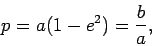 \begin{displaymath}
p=a(1-e^2) =\frac{b}{a},
\end{displaymath}