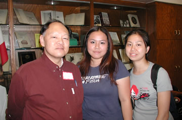 Dr. Omatsu with students at the Asian American Open House, 2003