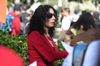 Professor Maria Elena Fernandez, presenting on Furlough Day