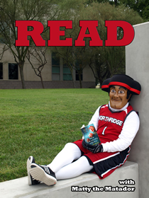 Matty the Matador relaxes with _One Amazing Thing_ at CSUN.