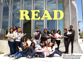 CSUN students with "The Glass Castle" in front of the Valley Performing Arts Center.