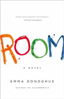 Cover of "Room" with title written as if by a child using pastel crayons 