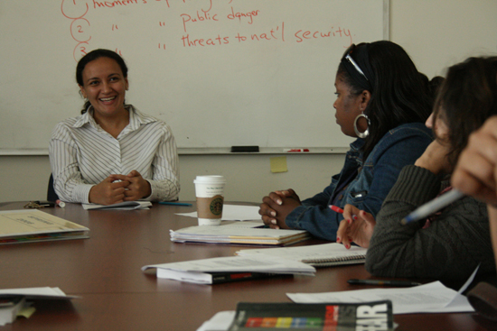 professor with students