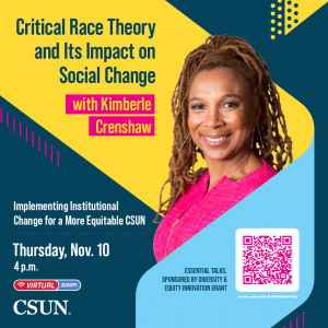 Flyer with QR code for Professor Crenshaw's Lecture