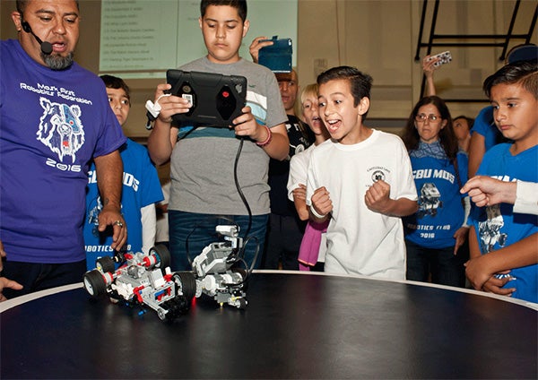 Students try out their robots