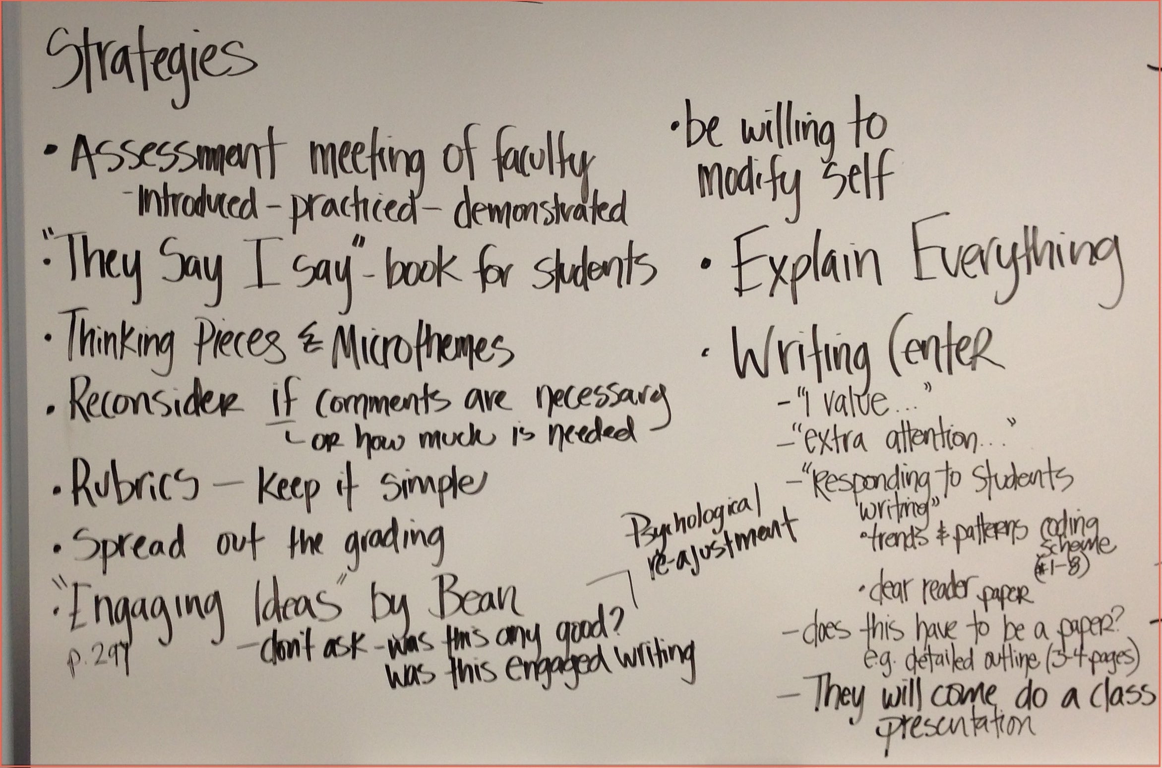 Strategies for writing in large classes