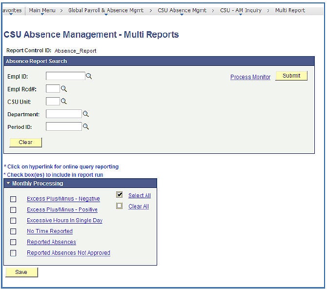 Absence Management Multi-Reports