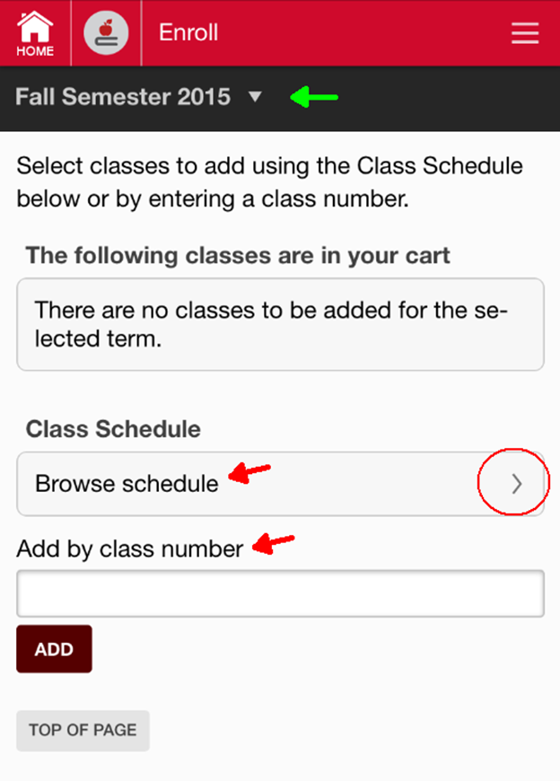 Browse class schedule.