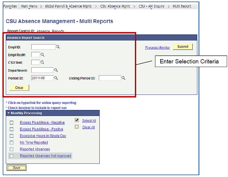 Absence Management Multi-Reports