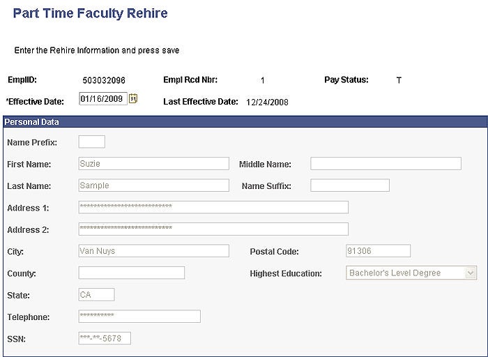 Part Time Faculty Rehire