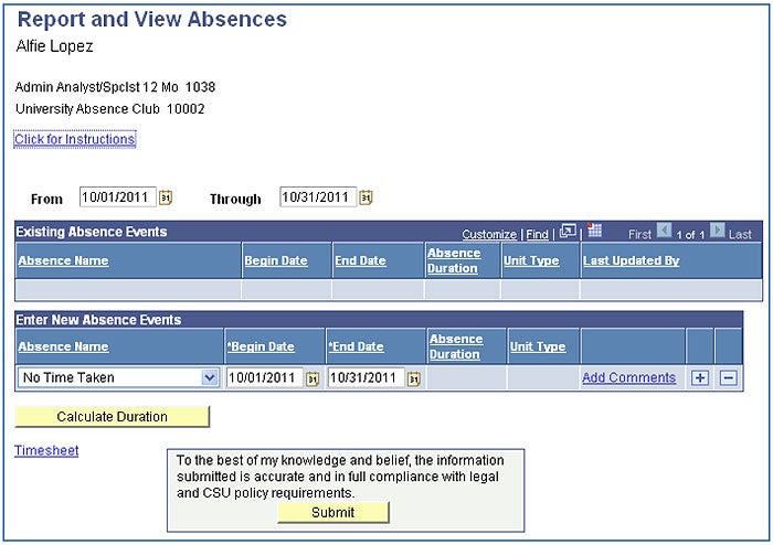 Report and View Absences