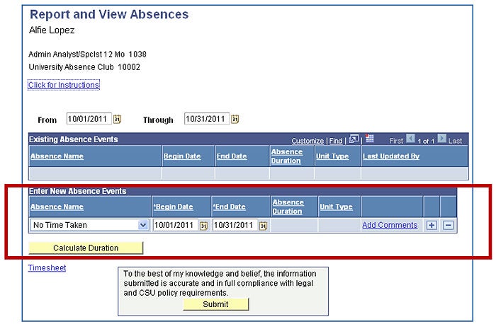Report and View Absences