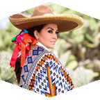 Woman in Mexican clothing.
