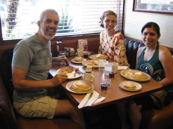 Thalyta and Ludmila join Prof. Euri for breakfast at Deny’s, Northridge