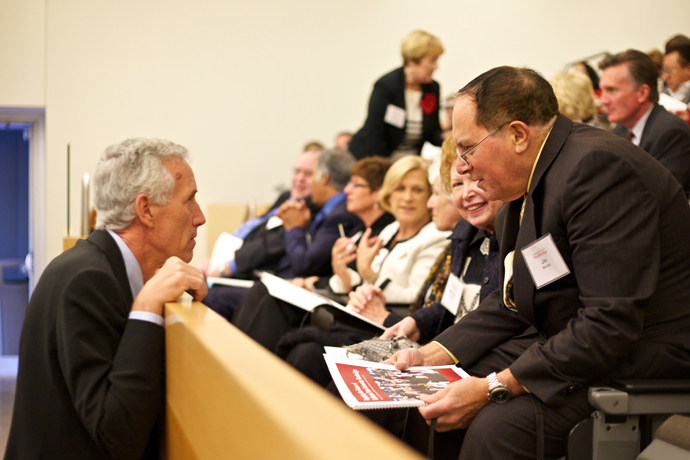 Mike Curb College of Arts, Media and Communication Dean Bob Bucker with Marianne and Jim Mertzel at the Inaugural Volunteer Leadership Summit. 