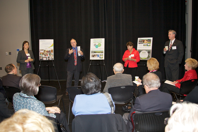 College of Health and Human Development Dean Sylvia Alva, Ford Roosevelt, Professor Dianne Philibosian and Michael D. Eisner College of Education Dean Michael Spagna addressing volunteer leaders during break out session.  Taken at the Volunteer Leadership Summit.