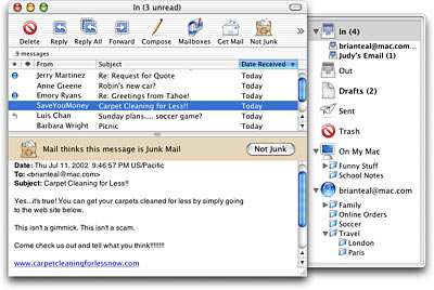 Mac OS X Mail Window