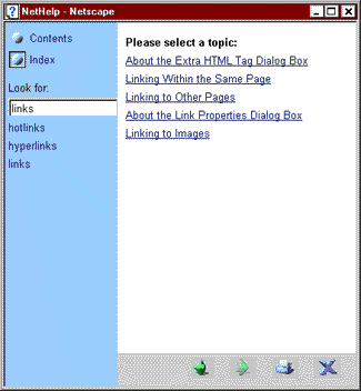 NetHelp Index Window