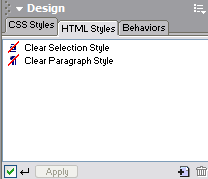 HTML Styles panel