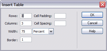 Initial default dialog box selections