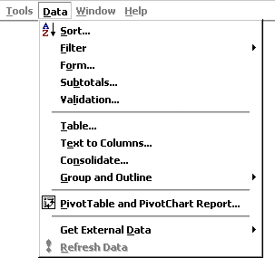 Data Menu