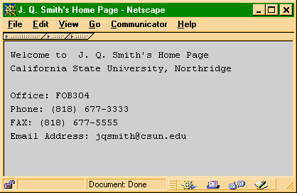 Picture of Web page containing pre-formatted text