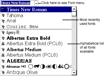 Font choices