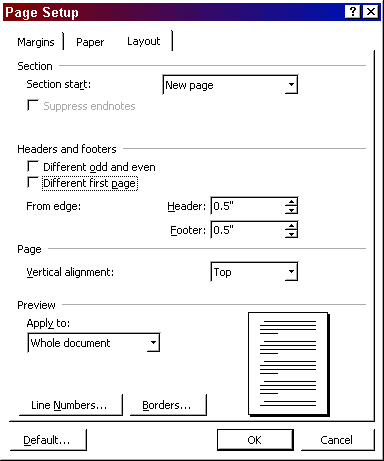 Page layout options