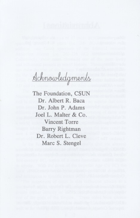 Acknowledgements: CSUN Foundation, Dr. Albert R. Baca, Dr. John P. Adams, Joel L. Malter and Co., Vincent Torre, Barry Rightman, Dr. Robert L. Cleve, Marc S. Stengel