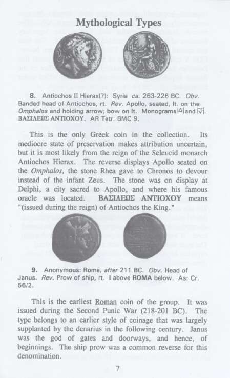 coin of Apollo on omphalos, coin of Janus