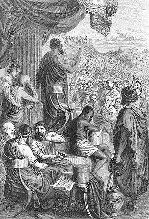A public speaker before a crowd