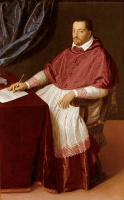 Portrait of Cardinal Ferdinando de' Medici, seated at a table