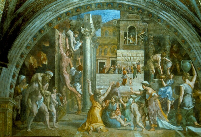 The Fire in the Borgo, fresco by Raphael