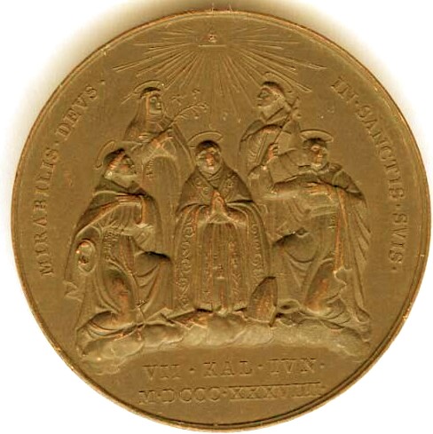 Canonization of five saints, 1839