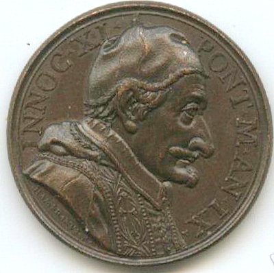 Pope Innocent XI, wearing the camauro,  1684