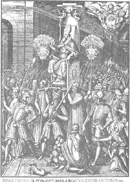 Pope Innocent IX being carried in procession