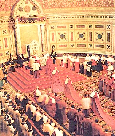 Cardinals doing obeisance to Pope