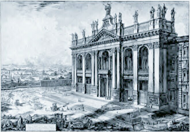 The facade of the Lateran Basilica, engraving by Piranesi