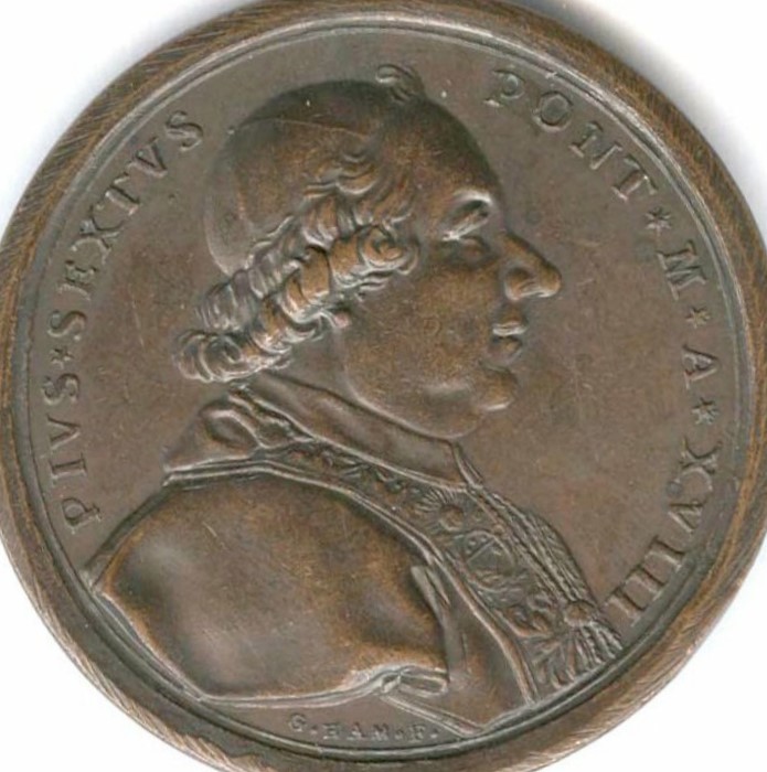 Pope Pius VI, portrait engraved by  S. Hamerani