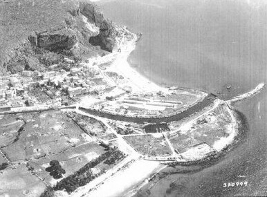 View of harbor of Terracina from the air