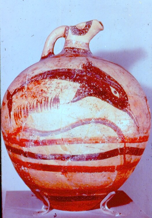 Mycenaean painted vase-dolphin