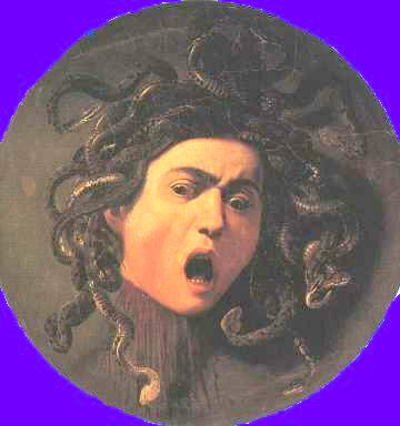 Caravaggio's Medusa, a circular painting of the Gorgon  (Browser opens a new window)